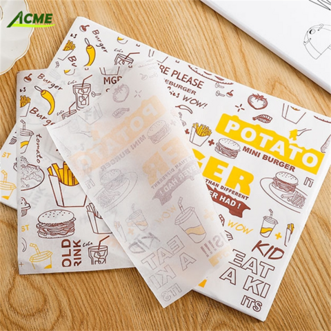 Papel de Envoltura para Alimentos Antigrasa con Logotipo Personalizado a Prueba de Aceite, Papel de Cera Antigrasa, Impresión Offset, Papel Virgen para Hornear, Pulpa de Madera