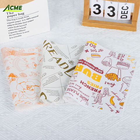 Papel de Envoltura para Alimentos Antigrasa con Logotipo Personalizado a Prueba de Aceite, Papel de Cera Antigrasa, Impresión Offset, Papel Virgen para Hornear, Pulpa de Madera