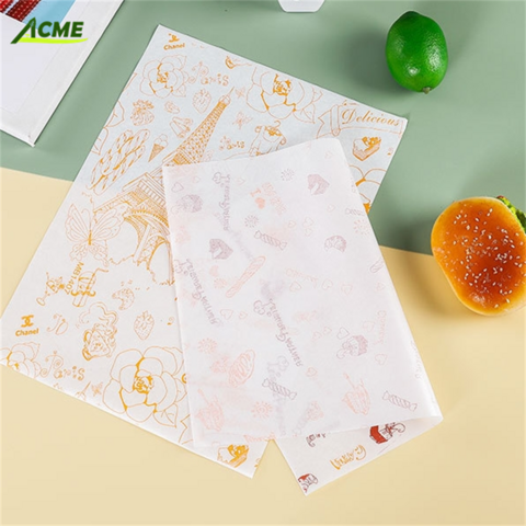 Papel de Envoltura para Alimentos Antigrasa con Logotipo Personalizado a Prueba de Aceite, Papel de Cera Antigrasa, Impresión Offset, Papel Virgen para Hornear, Pulpa de Madera