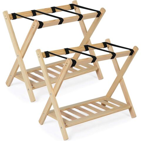 Suporte de bagagem dobrável de madeira personalizável para quarto de hotel, porta-bagagens dobrável para quarto, porta-bagagens de bambu.