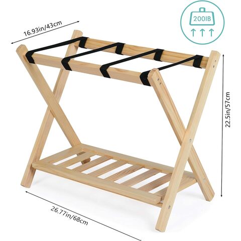Suporte de bagagem dobrável de madeira personalizável para quarto de hotel, porta-bagagens dobrável para quarto, porta-bagagens de bambu.
