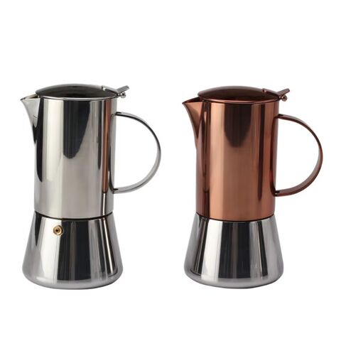 Cafetière Italienne Moka en Acier Inoxydable Cuivré 6 Tasses - Machine à Espresso pour Cuisinière, Cafetière Espresso Italienne