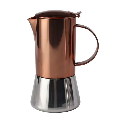 Cafetière Italienne Moka en Acier Inoxydable Cuivré 6 Tasses - Machine à Espresso pour Cuisinière, Cafetière Espresso Italienne