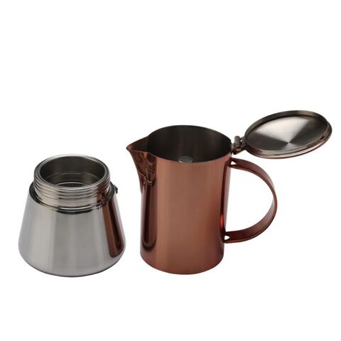 Cafetière Italienne Moka en Acier Inoxydable Cuivré 6 Tasses - Machine à Espresso pour Cuisinière, Cafetière Espresso Italienne