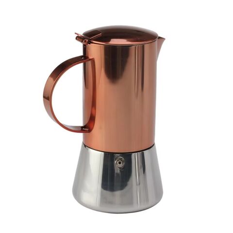 Cafetière Italienne Moka en Acier Inoxydable Cuivré 6 Tasses - Machine à Espresso pour Cuisinière, Cafetière Espresso Italienne
