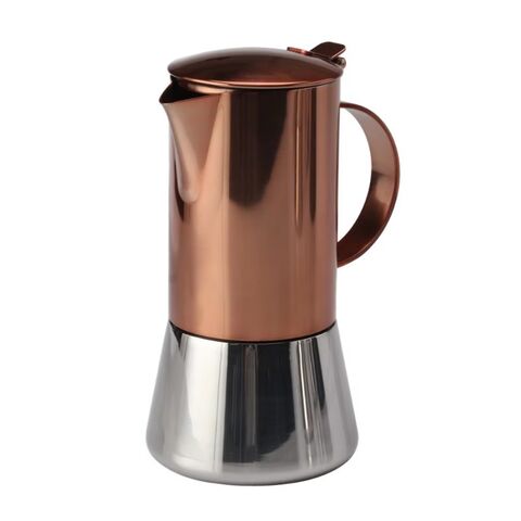 Cafetière Italienne Moka en Acier Inoxydable Cuivré 6 Tasses - Machine à Espresso pour Cuisinière, Cafetière Espresso Italienne
