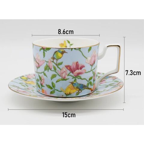 Juego de Tazas de Café de Porcelana China de Hueso Vintage de Lujo Estilo Chino Personalizado de Fábrica con Platillo