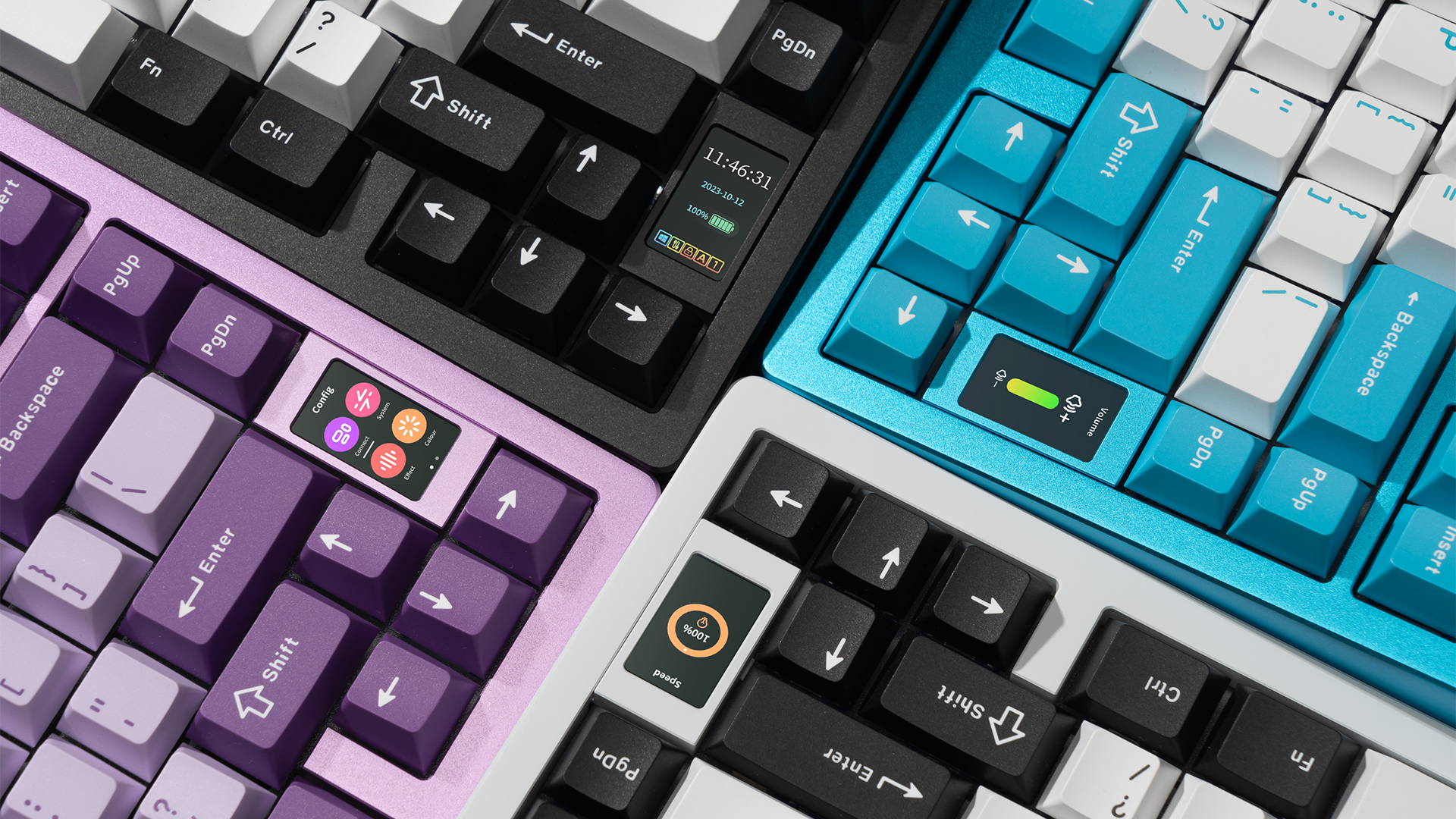 1.6mm Non-flex Cut Pcb Cnc Alu Mechanical Keyboard With Screen Wireless ...