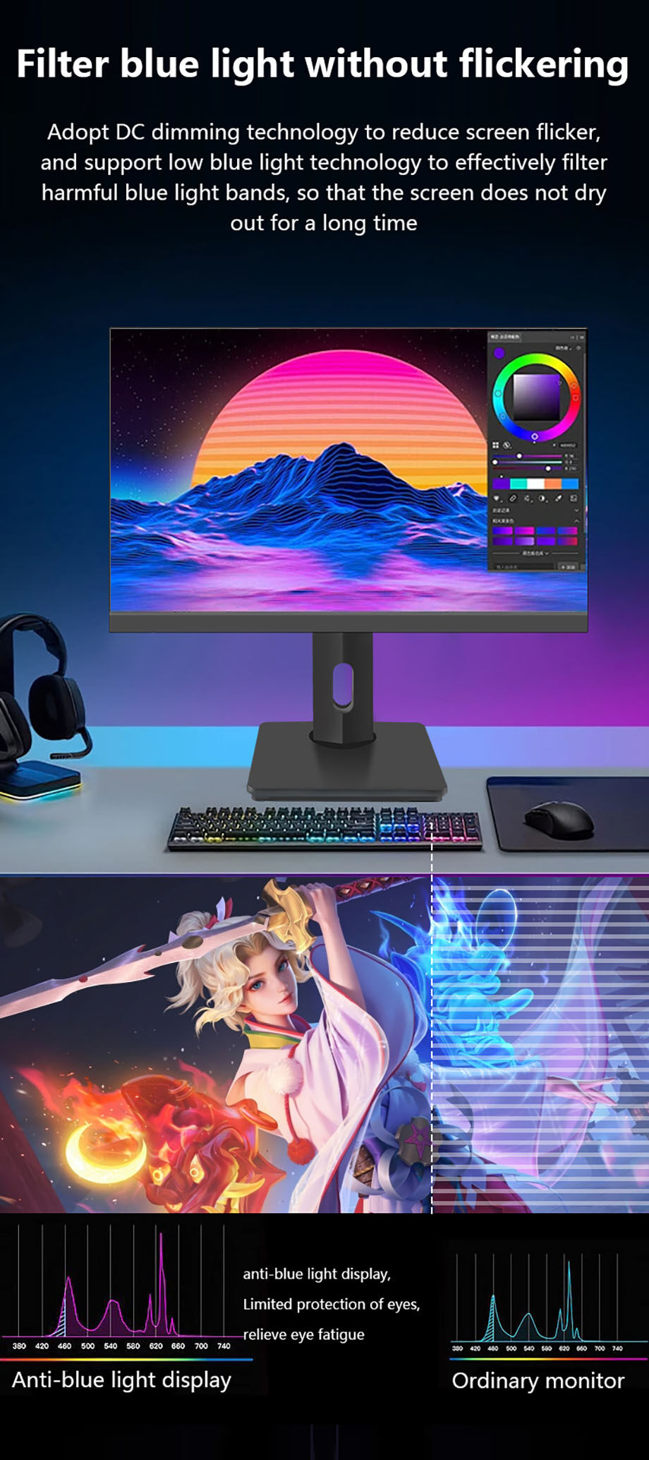 Factory Price 23.8 Inch Hd Gaming Monitor 1k 2k Gaming Monitor 165hz ...