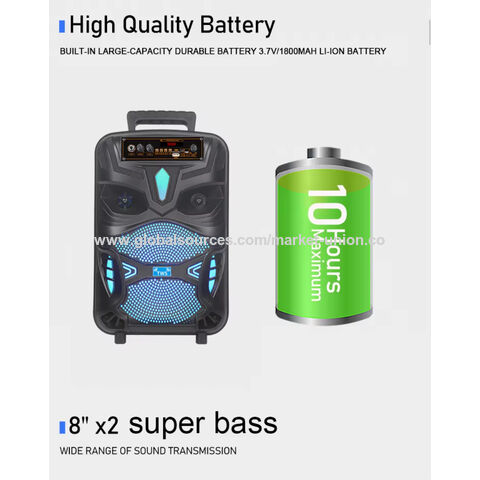 Haut-parleur Bluetooth avec woofer 8 pouces, LED, trolley, lecteur audio, enceinte portable professionnelle d'extérieur avec micro, modèle NDR-P55