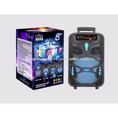 Haut-parleur Bluetooth avec woofer 8 pouces, LED, trolley, lecteur audio, enceinte portable professionnelle d'extérieur avec micro, modèle NDR-P55
