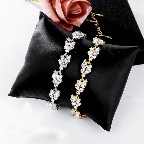 SISSLIA Rhinestone Leaf Plant Stud Earrings And Necklace Set For Bride Bridesmaid Wedding