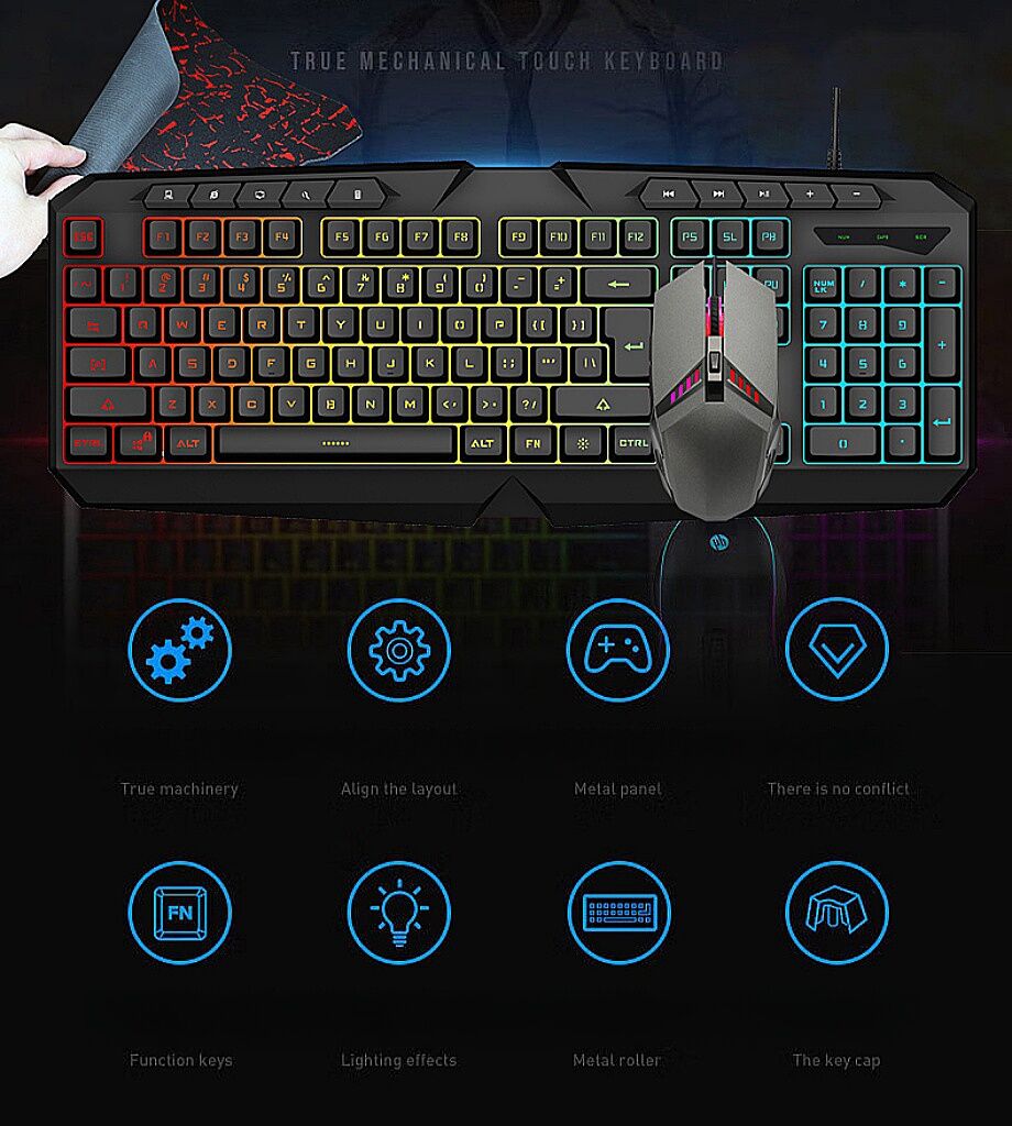 Gaming Keyboard And Mouse Usb Wired Backlit Gaming Mouse And Keyboard ...