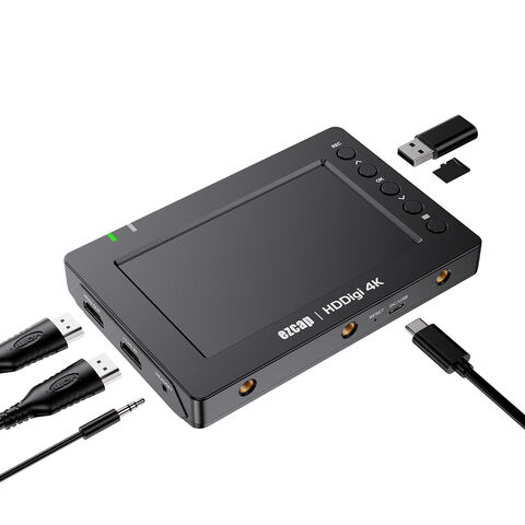 Ezcap278 مسجل فيديو HDMI بدقة 4K لا حاجة للكمبيوتر، احفظ فيديو 4K30 على قرص USB HDD، التقاط فيديو مستقل