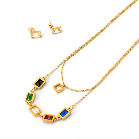 SISSLIA Edelstahl Halskette mit farbigem Zirkon, Strass Anhänger, schicker Schmuck für Damen, Schlüsselbeinkette, Hochzeitsgeschenk