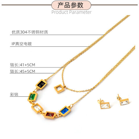 SISSLIA Edelstahl Halskette mit farbigem Zirkon, Strass Anhänger, schicker Schmuck für Damen, Schlüsselbeinkette, Hochzeitsgeschenk