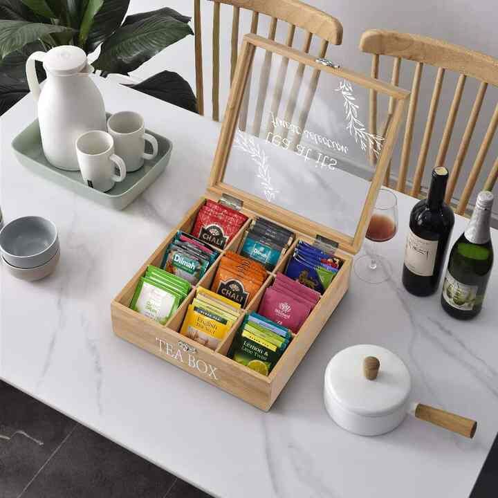 Rectangle Tea Box Factory Wholesale Folding Tea Box Organizer Rectangle Countertop ...