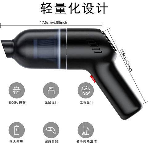 Aspirador de Pó Portátil Sem Fio para Carro WOO, Recarregável, Doméstico, Manual, Automático, 8000pa de Alta Sucção - Ideal para Limpeza Profissional