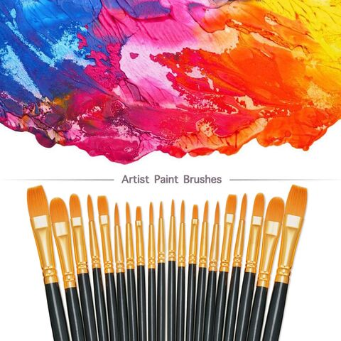 Set de Pinceles para Pintura, 10 Paquetes de 100 Pinceles con Punta Redonda de Pelo de Nylon para Artista, Pinceles para Pintura Acrílica, Óleo y Acuarela