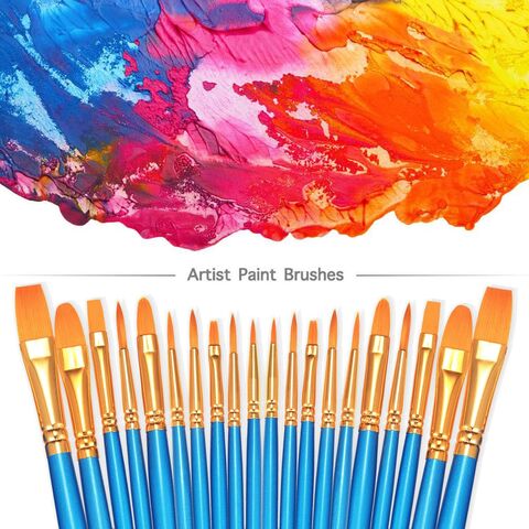 Set de Pinceles para Pintura, 10 Paquetes de 100 Pinceles con Punta Redonda de Pelo de Nylon para Artista, Pinceles para Pintura Acrílica, Óleo y Acuarela