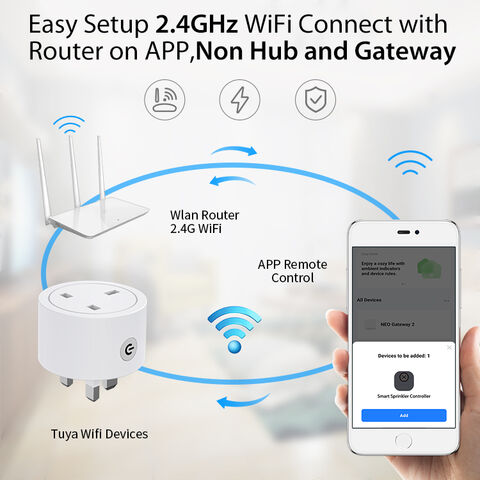 Prise Intelligente Tuya WiFi 2.4G pour Maison Intelligente, Prise d'Alimentation Intelligente Sans Fil compatible avec Alexa, pour Royaume-Uni