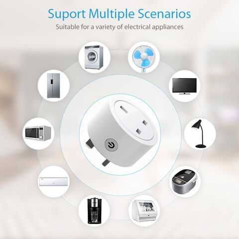Prise Intelligente Tuya WiFi 2.4G pour Maison Intelligente, Prise d'Alimentation Intelligente Sans Fil compatible avec Alexa, pour Royaume-Uni