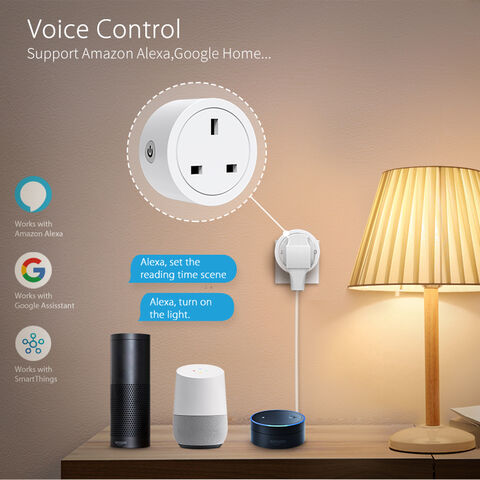 Prise Intelligente Tuya WiFi 2.4G pour Maison Intelligente, Prise d'Alimentation Intelligente Sans Fil compatible avec Alexa, pour Royaume-Uni