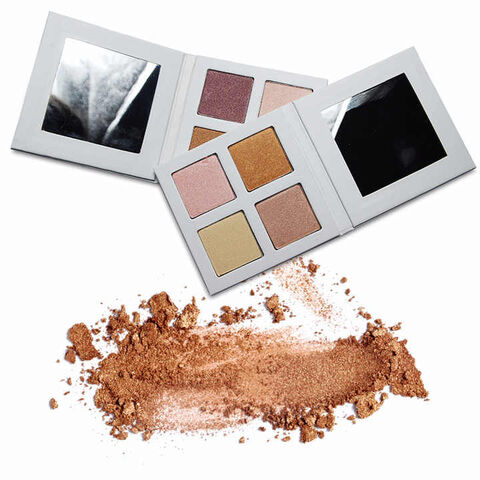 Paleta de Iluminador DIY 4 Cores Logotipo Privado Pó Compacto Mineral Suave Rosto Kit de Paleta de Maquiagem Iluminador