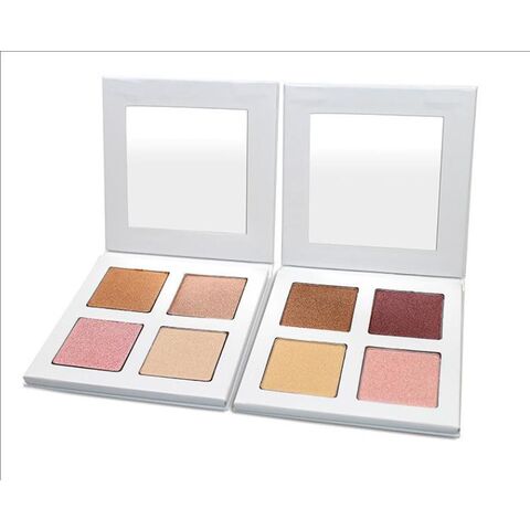 Paleta de Iluminador DIY 4 Cores Logotipo Privado Pó Compacto Mineral Suave Rosto Kit de Paleta de Maquiagem Iluminador