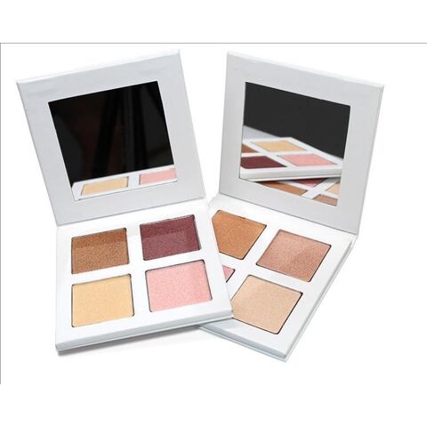 Paleta de Iluminador DIY 4 Cores Logotipo Privado Pó Compacto Mineral Suave Rosto Kit de Paleta de Maquiagem Iluminador