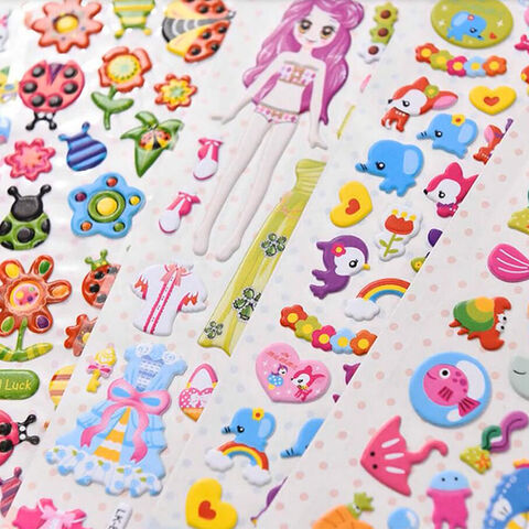 Stiker Puffy Kustom untuk Anak-Anak, Stiker Kartun Tahan Air, Stiker Gelembung 3D