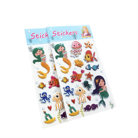 Stiker Puffy Kustom untuk Anak-Anak, Stiker Kartun Tahan Air, Stiker Gelembung 3D