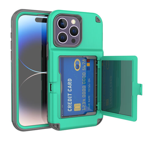 Handyhülle für iPhone 12 Pro Max mit Spiegel und Kartenfach, wasserdichte Rückseite
