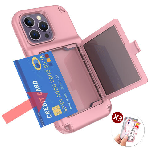 Handyhülle für iPhone 12 Pro Max mit Spiegel und Kartenfach, wasserdichte Rückseite