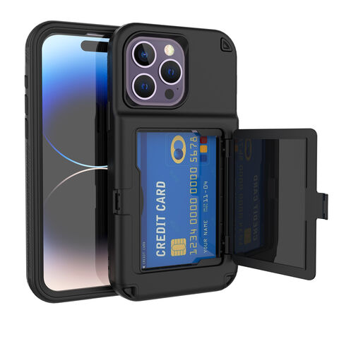 Handyhülle für iPhone 12 Pro Max mit Spiegel und Kartenfach, wasserdichte Rückseite