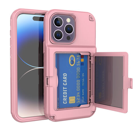 Handyhülle für iPhone 12 Pro Max mit Spiegel und Kartenfach, wasserdichte Rückseite