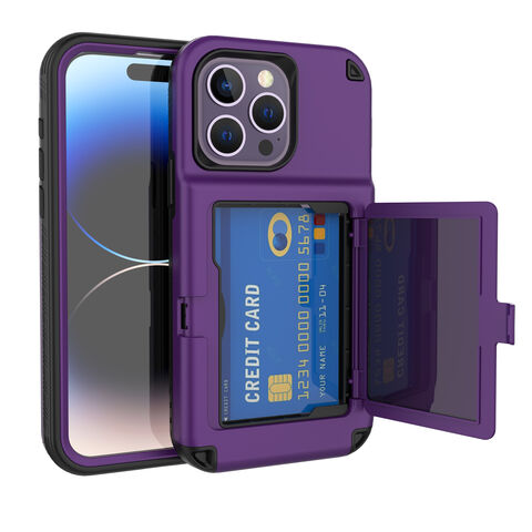 Handyhülle für iPhone 12 Pro Max mit Spiegel und Kartenfach, wasserdichte Rückseite