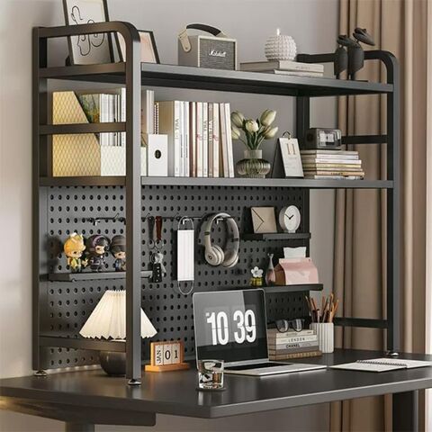 Estante Industrial de 3 Níveis para Mesa de Computador, Estante de Armazenamento Independente Multifuncional para Escritório, Decoração de Casa