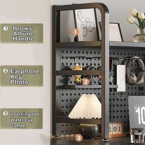 Estante Industrial de 3 Níveis para Mesa de Computador, Estante de Armazenamento Independente Multifuncional para Escritório, Decoração de Casa