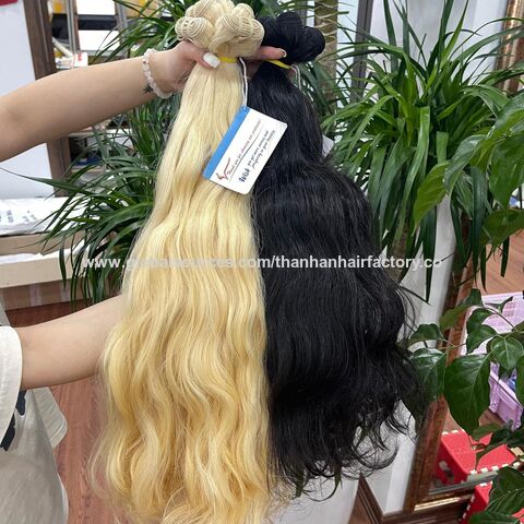 Grande Quantidade de Cabelo Humano Vietnamita em Estoque #613 Loja de Cabelo Cor Natural Ondulado Trama de Cabelo Pronta para Envio