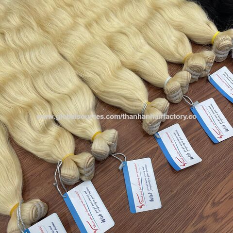 Grande Quantidade de Cabelo Humano Vietnamita em Estoque #613 Loja de Cabelo Cor Natural Ondulado Trama de Cabelo Pronta para Envio