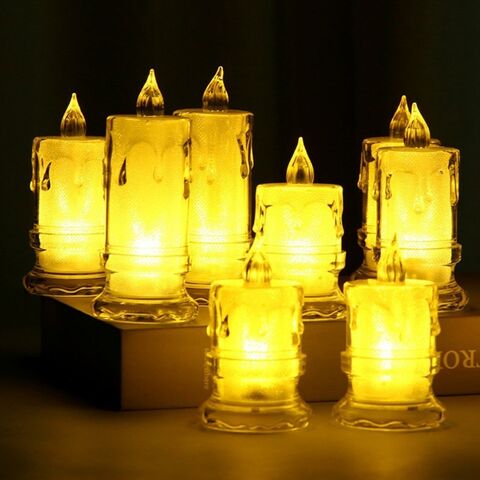 Bougies Électriques Sans Flamme avec Effet Larmes en Acrylique LED, Lumières de Thé pour la Saint-Valentin, Mariages, Fêtes d'Halloween, Bougies Romantiques