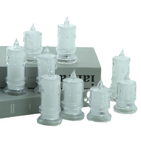 Bougies Électriques Sans Flamme avec Effet Larmes en Acrylique LED, Lumières de Thé pour la Saint-Valentin, Mariages, Fêtes d'Halloween, Bougies Romantiques