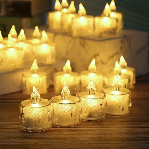 Bougies Électriques Sans Flamme avec Effet Larmes en Acrylique LED, Lumières de Thé pour la Saint-Valentin, Mariages, Fêtes d'Halloween, Bougies Romantiques