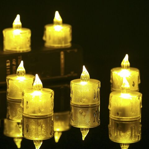 Bougies Électriques Sans Flamme avec Effet Larmes en Acrylique LED, Lumières de Thé pour la Saint-Valentin, Mariages, Fêtes d'Halloween, Bougies Romantiques