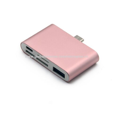 Atacado Design compacto Fácil de transportar e usar Suporte para vários dispositivos com função OTG Hub USB-C 4 em 1 com leitor de cartão