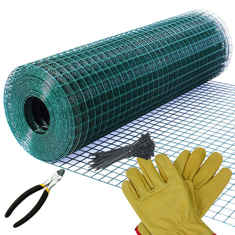 Tela de Galinheiro Revestida de PVC, Malha de Arame Soldada, Rolo de Tela para Cercas, Gaiolas e Proteção, 5 x 0,5 m