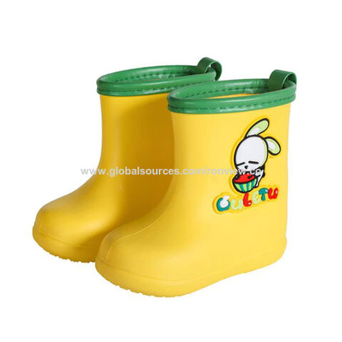 Botas de lluvia EVA para bebés y niños, lindas y cómodas, longitud de 12cm a 19cm, varios colores disponibles. Ideal para mayoristas y distribuidores.