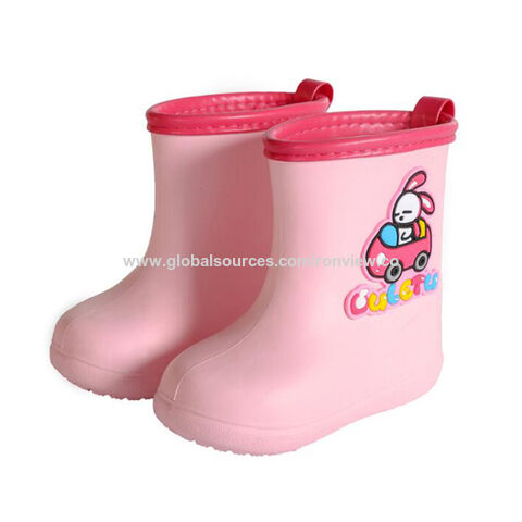 Botas de lluvia EVA para bebés y niños, lindas y cómodas, longitud de 12cm a 19cm, varios colores disponibles. Ideal para mayoristas y distribuidores.