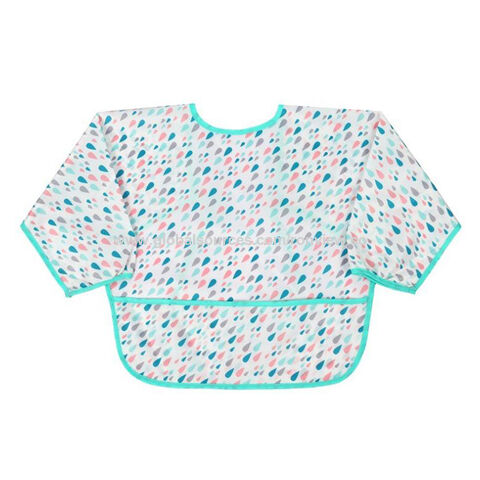 Babete infantil com mangas, avental de arte estampado para crianças pequenas, roupa de bebê, babete impermeável para alimentação